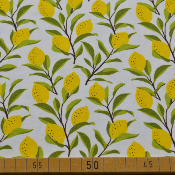 Baumwoll-Jersey mit frischem Zitronenmotiv und mediterranem Flair