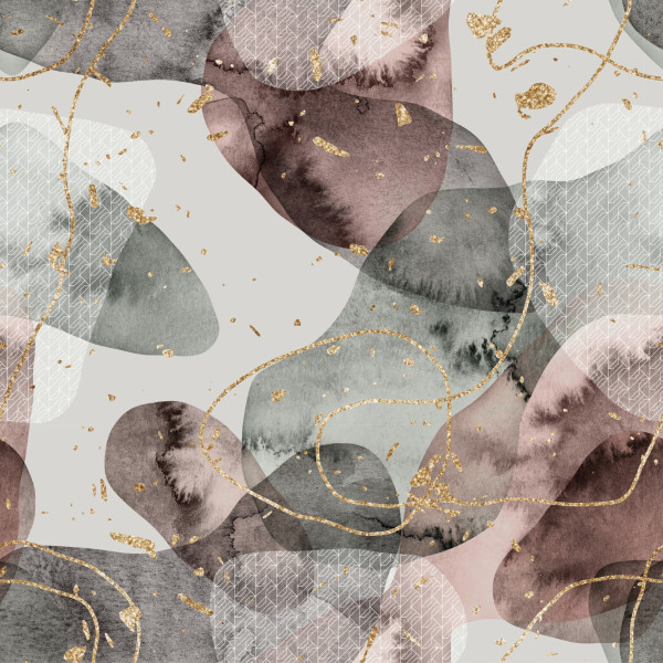 Glünz GmbH Baumwoll Jersey, Annika B2057, abstrakt, abstract, rosa, rose, grey, grau, gold