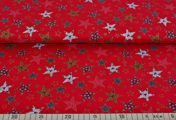 Weihnachtssterne (rot) - A953 (Baumwolle)