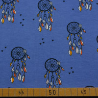Baumwolljersey Traumfänger auf Blau | Elastischer Stoff für Kleidung & Accessoires Baumwolljersey Traumfänger auf Blau | Elastischer Stoff für Kleidung & Accessoires
