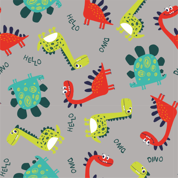 French Terry mit Dino-Muster – Angerauter Sweatstoff für Kinderkleidung