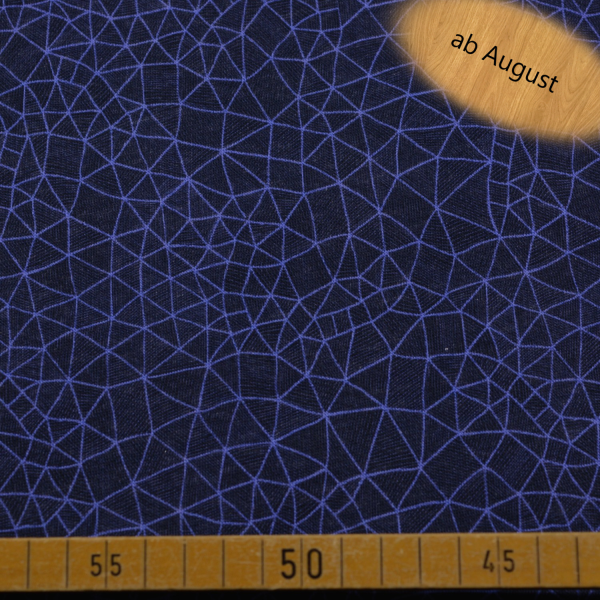 Sweatstoff mit geometrischem Linienmuster in Dunkelblau | Baumwoll-Polyester – 280g/m²