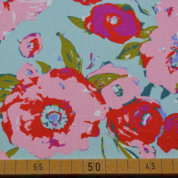 Floraler Baumwoll-Jersey in Rosa und Türkis Floraler Baumwoll-Jersey in Rosa und Türkis