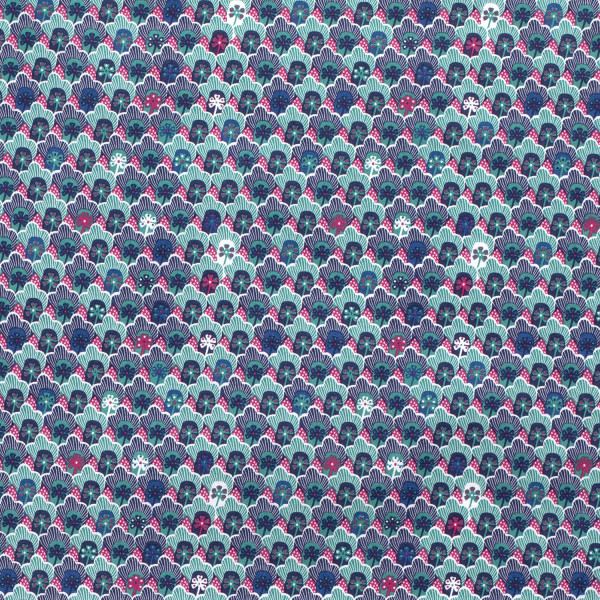 Raffaela Z1388, Glünz GmbH, Blume, Blumen, abstrakt, Blüte, petrol, blau