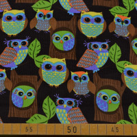 Bunter Baumwoll-Cordstoff mit Eulendesign – 145 cm breit, 220 g/m² Bunter Baumwoll-Cordstoff mit Eulendesign – 145 cm breit, 220 g/m²