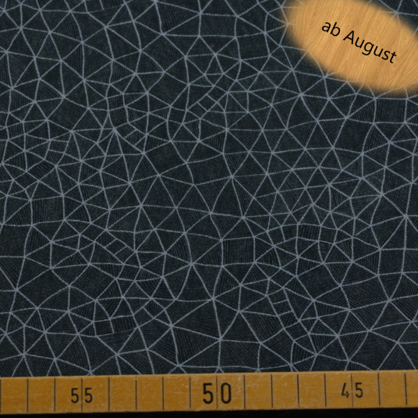 Sweatstoff mit geometrischem Linienmuster in Schwarz | Baumwoll-Polyester-Mix – 280g/m²