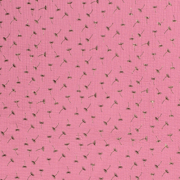 Glünz GmbH, Musselin, baumwolle, Pusteblume Z1668, gold, pink, rosa, löwenzahn dandelion