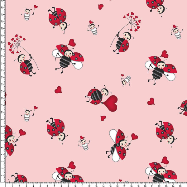 Glünz GmbH, Baumwoll Jersey, Lilli, A702, marienkäfer, ladybug, herz, heart, rosa, rose, pink 