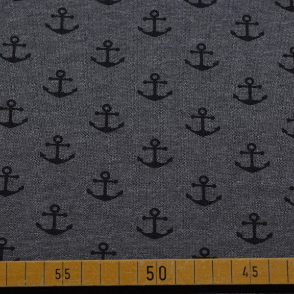 Sweat „Anker“ Dunkelgrau – 56 % Polyester 44 % Baumwolle, 150 cm, 250 g/m²