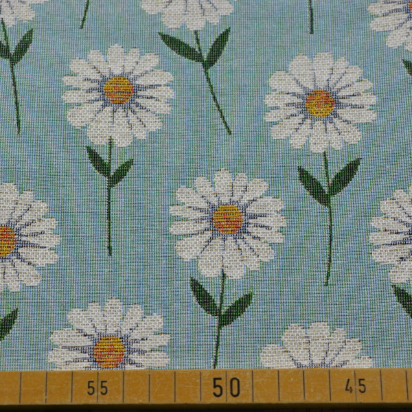 Gobelin Margeriten Hellblau – Blumenstoff 340 g/m²