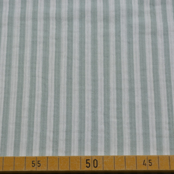 Musselin Doubleface – Garngefärbt Mint & Offwhite | Hochwertiger Baumwollstoff