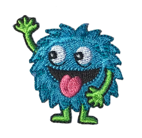 Glünz GmbH, Applikation, AP35, Monster, blau, grün, blue, green, winken, waving, tongue, zunge