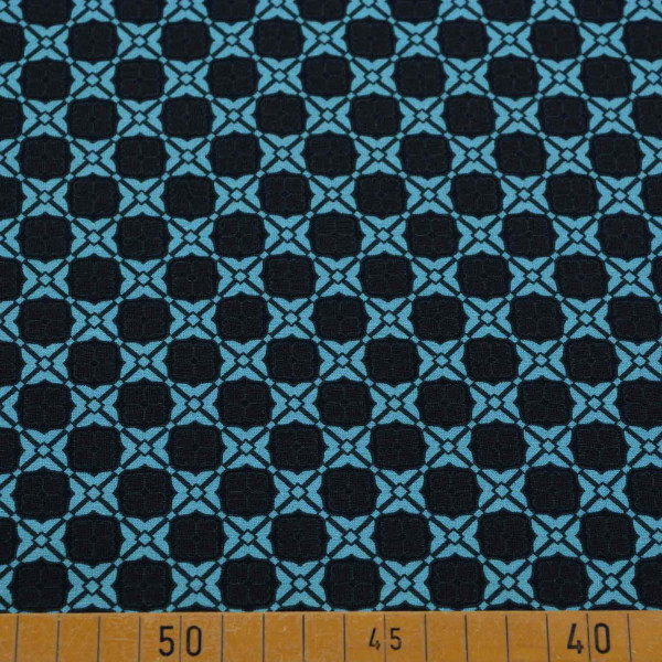 Baumwolljersey mit Schachbrett-Muster in Blau und Schwarz