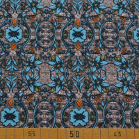 Baumwolljersey mit abstraktem Blumendekor auf dunklem Hintergrund Baumwolljersey mit abstraktem Blumendekor auf dunklem Hintergrund