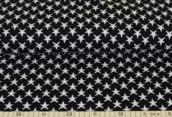 Strickjersey Sterne (schwarz) - B382
