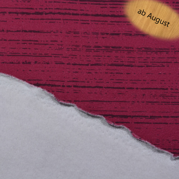 Sweatstoff Fuchsia – Strukturierte Holzoptik & Kuscheliges Innenfutter | Hochwertiger Baumwollstoff