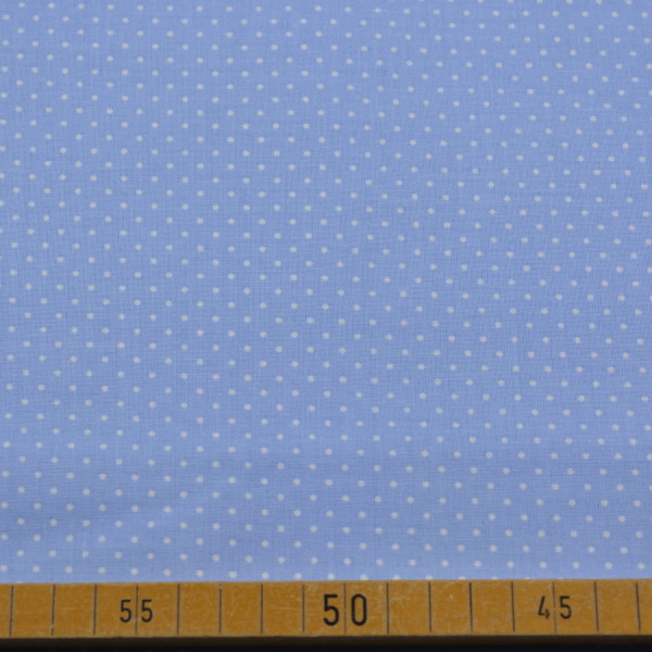 Baumwollstoff Hellblau mit weißen Punkten – 100% Baumwolle – Meterware