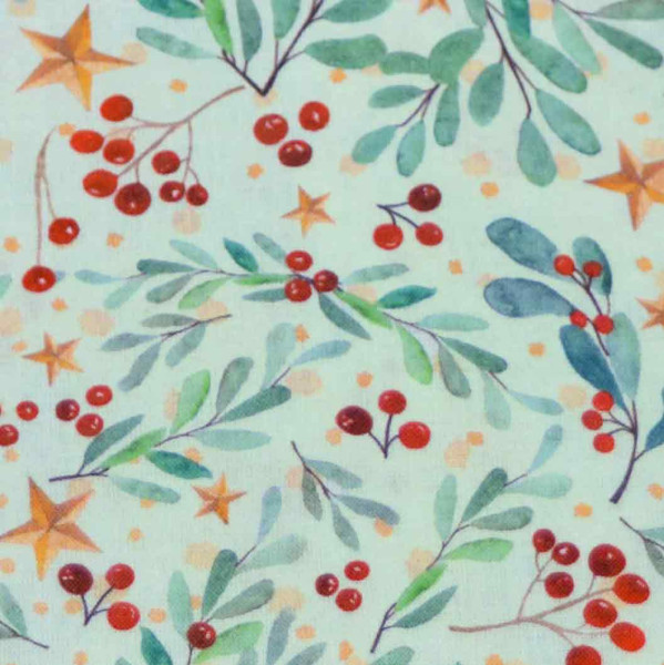 Glünz GmbH, Baumwolle, Cotton, Advent Z1692 Holly, Stechpalme