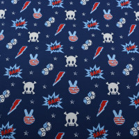 Vorschau: Baumwoll Jersey – Totenkopf, Blitze & Comic-Style auf Dunkelblau | Cooles Design für Kinder & Teens Vorschau: Baumwoll Jersey – Totenkopf, Blitze & Comic-Style auf Dunkelblau | Cooles Design für Kinder & Teens