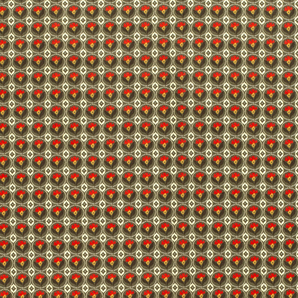 Flora - Z1342, Glünz GmbH, Baumwolle, olive, rot, Floral, abstrakt