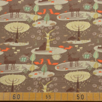 Baumwoll Jersey Stoff mit Waldtieren und Pflanzen - 140 cm Breite, 200 g/m² Baumwoll Jersey Stoff mit Waldtieren und Pflanzen - 140 cm Breite, 200 g/m²
