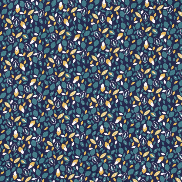 Raffaela Z1386, Glünz GmbH, Blätter, Blatt, abstrakt, Blüte, petrol, blau