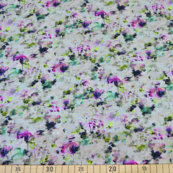 Glünz GmbH, Anja T023, Baumwolle Krepp, Crepe, Sommer, leicht, floral, Blume, flower, blossom, blüte, pink, green, grün, grau, grey