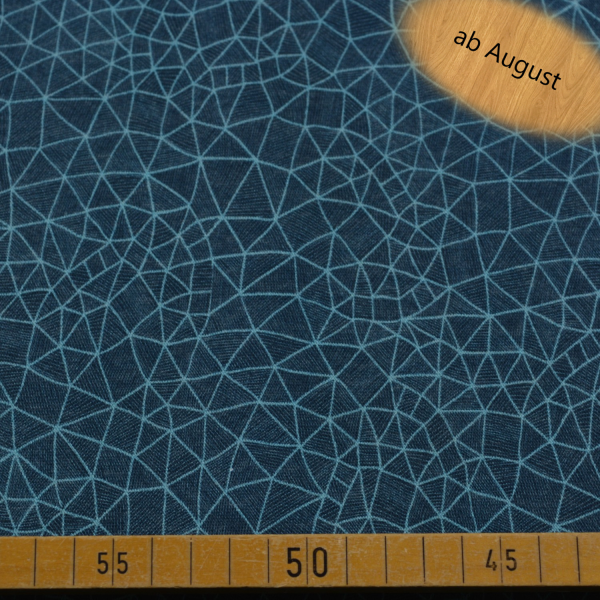 Sweatstoff mit geometrischem Linienmuster in Blau | Baumwoll-Polyester-Mix – 280g/m²