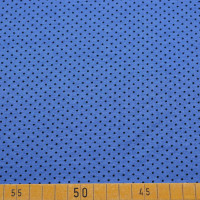 Baumwoll Jersey mit Schwarzen Punkten auf Blauem Hintergrund - 95% Baumwolle, 5% Elasthan, 200 g/m², 140 cm breit Baumwoll Jersey mit Schwarzen Punkten auf Blauem Hintergrund - 95% Baumwolle, 5% Elasthan, 200 g/m², 140 cm breit