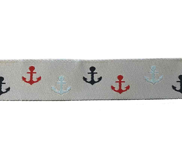 Glünz Gmbh; Webband, anker, anchor, maritim, navy, marine, blue, blau