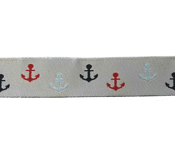 Glünz Gmbh; Webband, anker, anchor, maritim, navy, marine, blue, blau