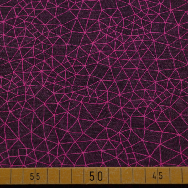 Sweatstoff mit pinkem Linienmuster auf Schwarz | Geometrisch & weich – 280g/m²
