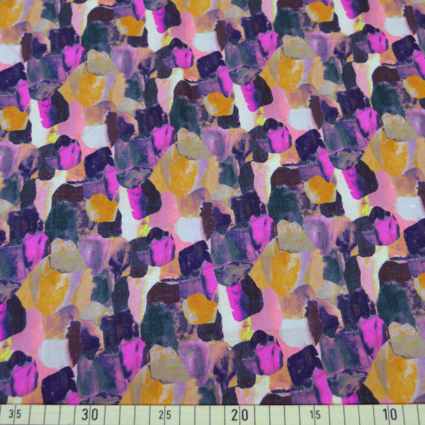 Glünz GmbH, Anja T025, Baumwolle Krepp, Crepe, Sommer, leicht, aquarell, beere berry, pink, ocker, brown,braun, f