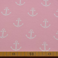 Rosa Baumwoll-Jersey mit Anker-Muster Rosa Baumwoll-Jersey mit Anker-Muster