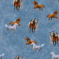 Marleen - B1950, Glünz GmbH, Pferde, blau , Mustang Jersey, Baumwolle Marleen - B1950, Glünz GmbH, Pferde, blau , Mustang Jersey, Baumwolle