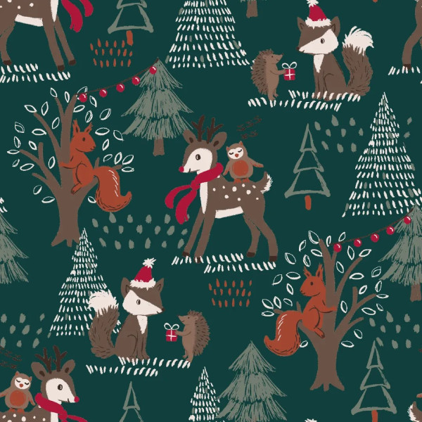 Feiertags-Freude: Weihnachtliche Motive auf Grünem Hintergrund