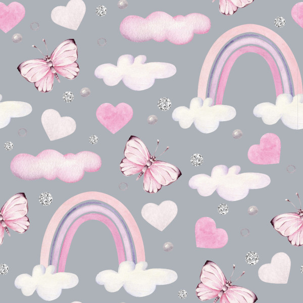 Z1443 Nikola, Glünz GmbH, Softshell, Wolke, Cloud, Butterfly, Schmetterling, Herz, Heart, Regenbogen, Rainbow