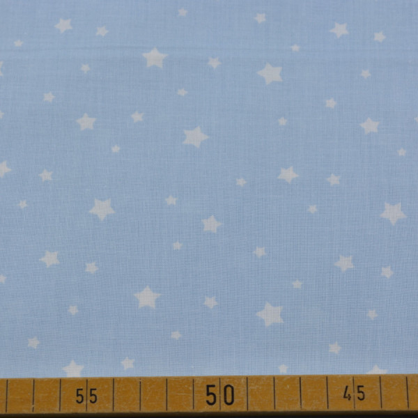 Baumwollstoff Hellblau mit weißen Sternen – 100% Baumwolle