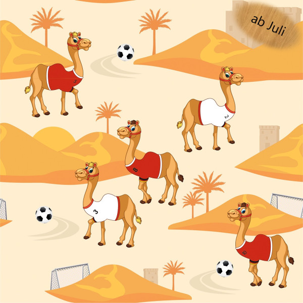 Glünz GmbH, Baumwolle, Cotton, B2069 Kamelfußball, kamel, camel, wüste, desert, katar, fifa, fußball, soccer, football, 
