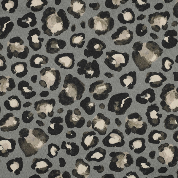 Canvas „Hakon“ Grau – Leopardenmuster | 100% Baumwolle, 225 g/m², 138 cm breit