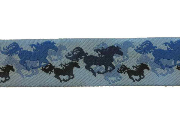 Glünz Gmbh; Webband, pferd, horse, galopp, blau, blue
