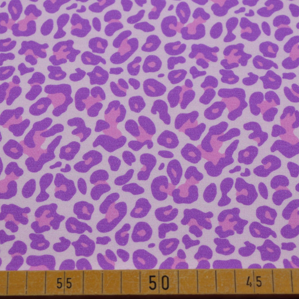 Baumwolljersey Leo lila | Leopardenmuster modern, elastisch, 200 g/m², 150 cm breit