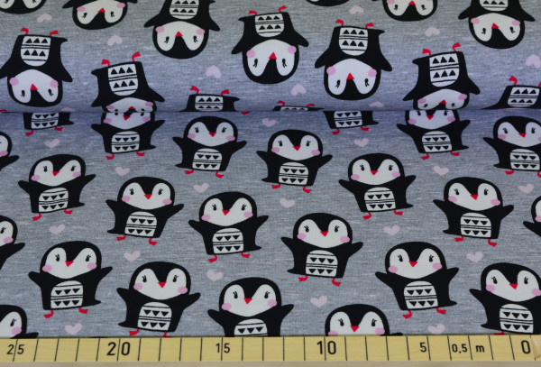 Pinguin mit Herzen (grau) - A454