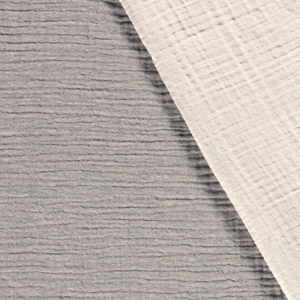 4-lagiger Musselin in Grau-Beige – weicher, atmungsaktiver Stoff für Kleidung, Decken & Heimtextilien.