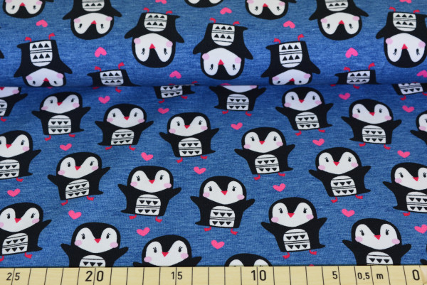 Pinguin mit Herzen (blau) - A453