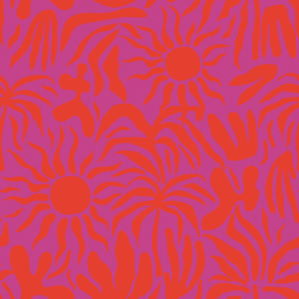 Musselin – Maribel Pink Rot Sonnenmotiv, 100 % Baumwolle, 150 cm, 135 g/m²