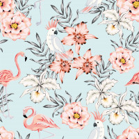 Glünz GmbH, Baumwoll Jersey, Sabrine B2016, Tropic, tropen, tropical, kakadu, papagi, parrot, flamingo, Blume, Blossom, Bud, Knospe, flower, Rose, Frühling,... Glünz GmbH, Baumwoll Jersey, Sabrine B2016, Tropic, tropen, tropical, kakadu, papagi, parrot, flamingo, Blume, Blossom, Bud, Knospe, flower, Rose, Frühling, spring