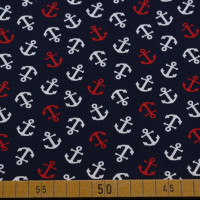 Baumwolljersey mit maritimen Ankern | 95% Baumwolle – 150 cm breit, 220 g/m² Baumwolljersey mit maritimen Ankern | 95% Baumwolle – 150 cm breit, 220 g/m²