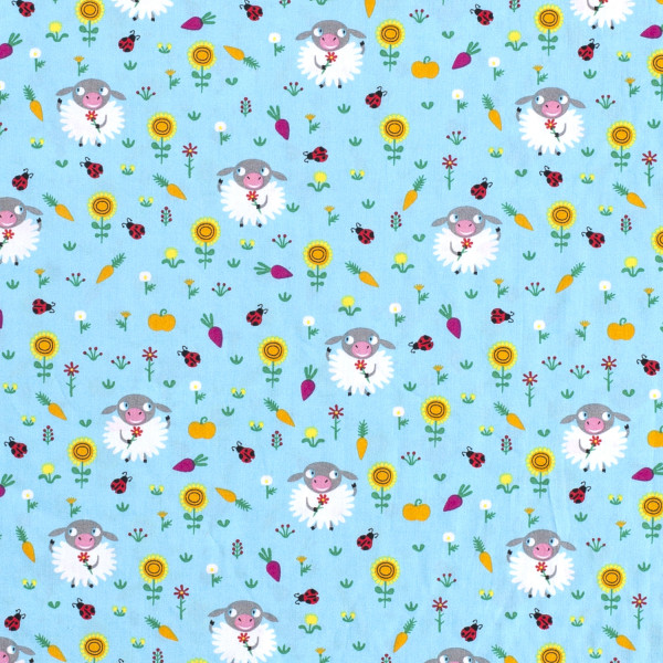 Raffaela - Z1380, Glünz GmbH, Baumwolle, Schaf, Blume, marienkäfer, ladybug, sheep, 