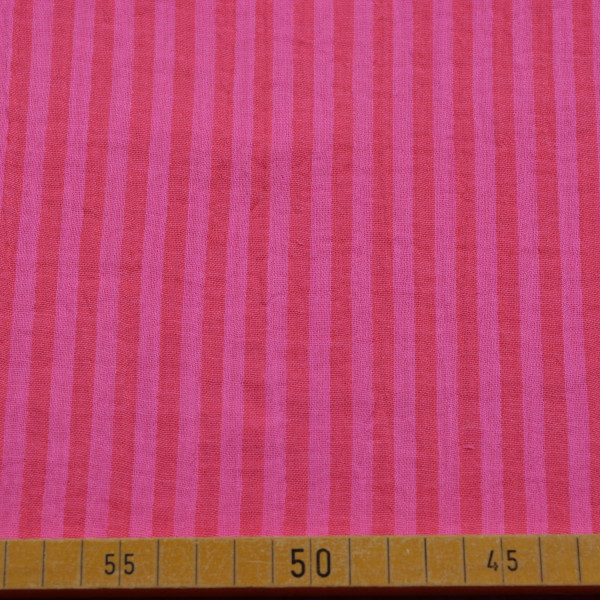 Musselin Doubleface – Garngefärbt Candy & Hibiscus | Hochwertiger Baumwollstoff